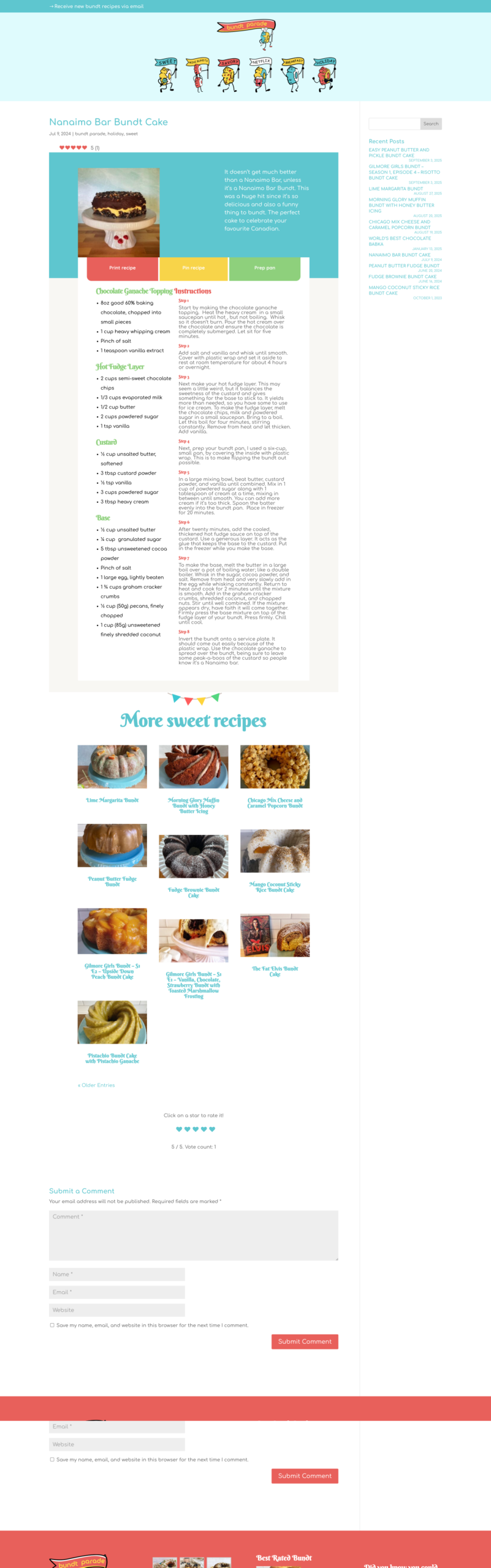 bundt parade Recipe page